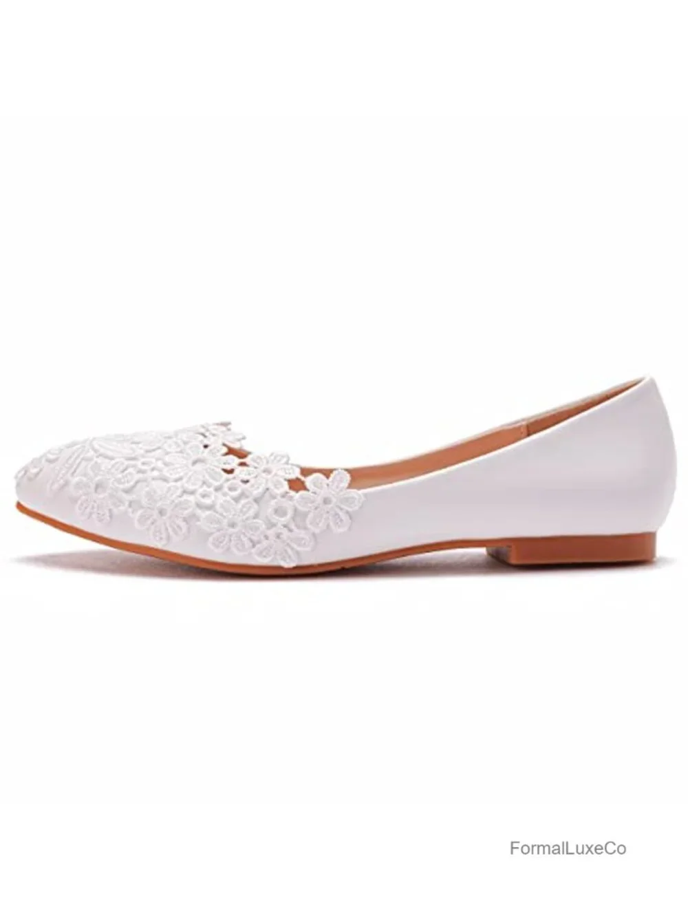 Wedding Lace Flats Pointed Toe Crystal Embellished Party Dance Shoes